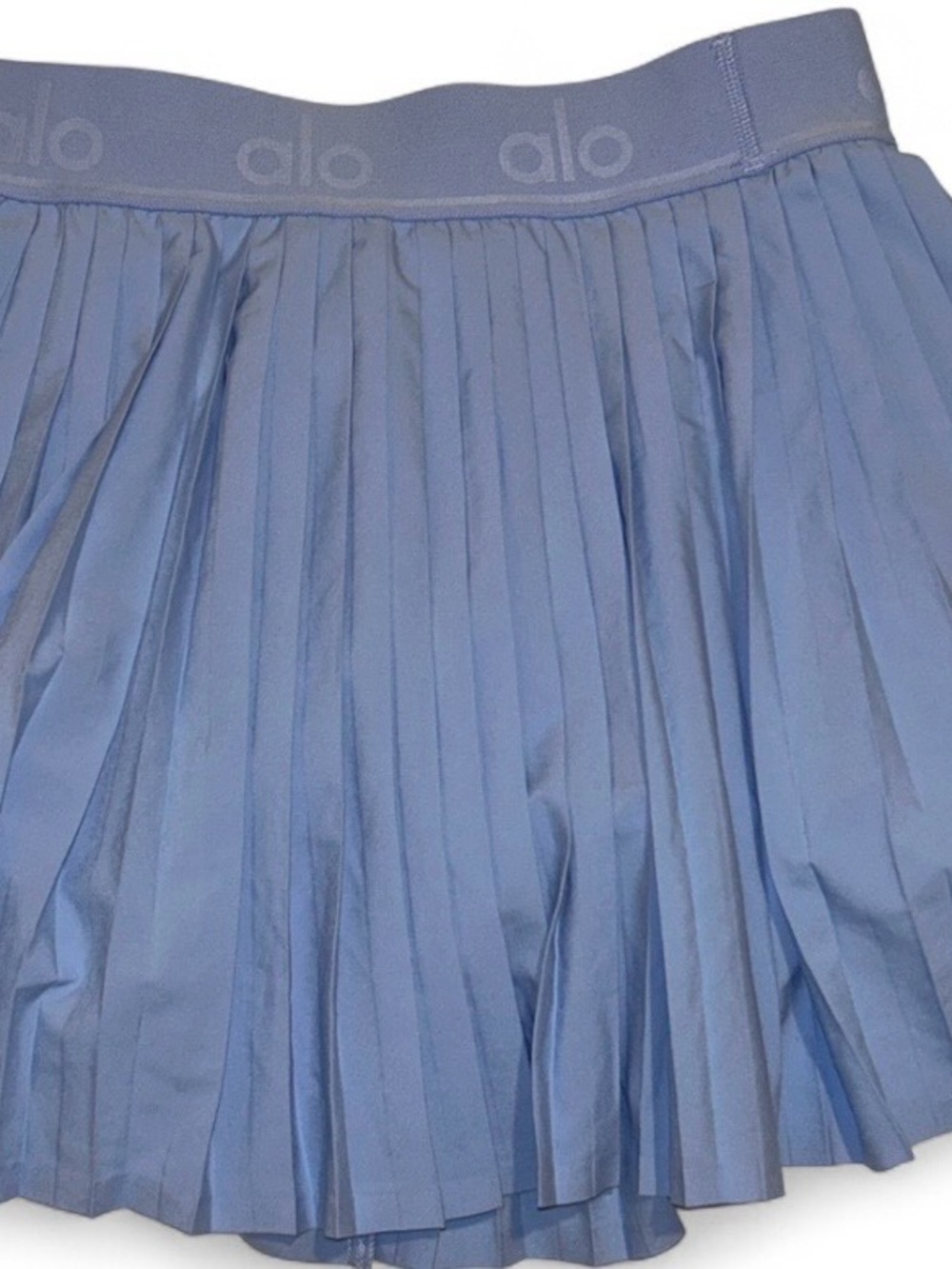 ALO Yoga Pleated Mini Skirt in Dusty Blue - Picture 2 of 3